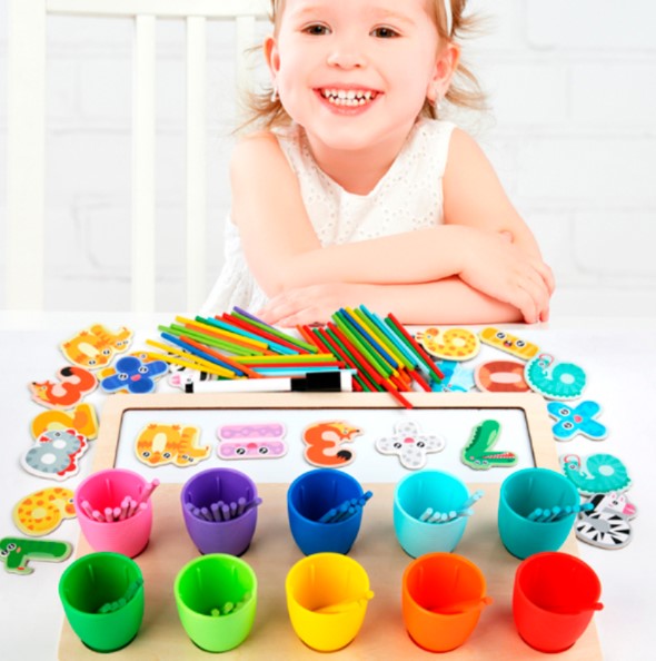 Joc educativ de clasificare cu betisoare si cifre magnetice, Matematica, 3 ani 01