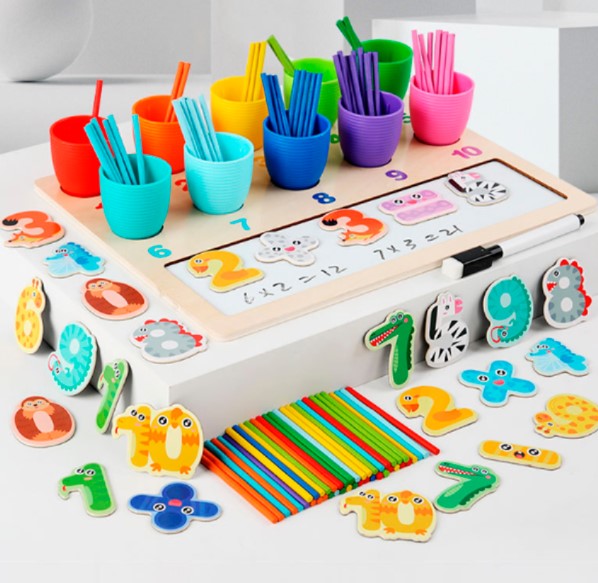 Joc educativ de clasificare cu betisoare si cifre magnetice, Matematica, 3 ani 01