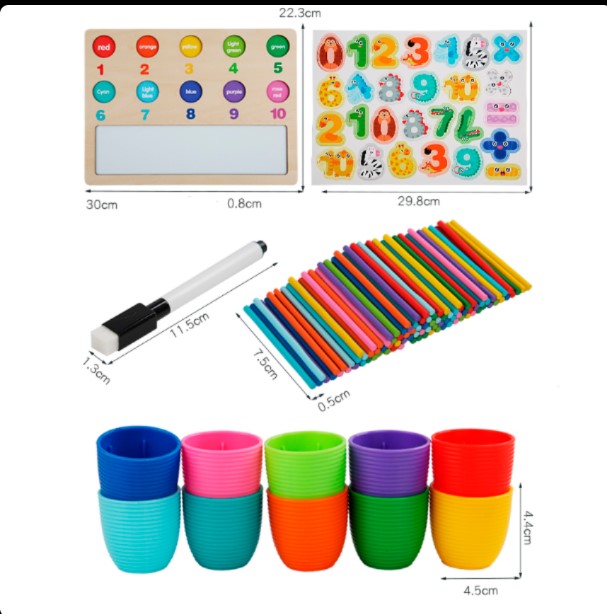 Joc educativ de clasificare cu betisoare si cifre magnetice, Matematica, 3 ani 01