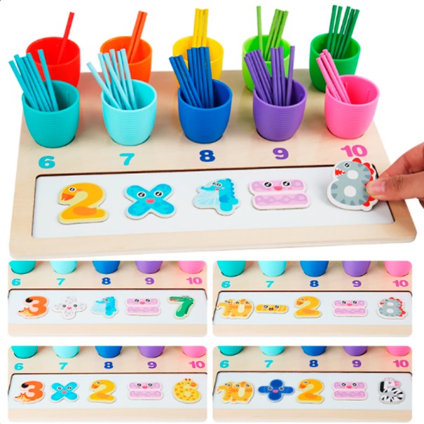 Joc educativ de clasificare cu betisoare si cifre magnetice, Matematica, 3 ani 01