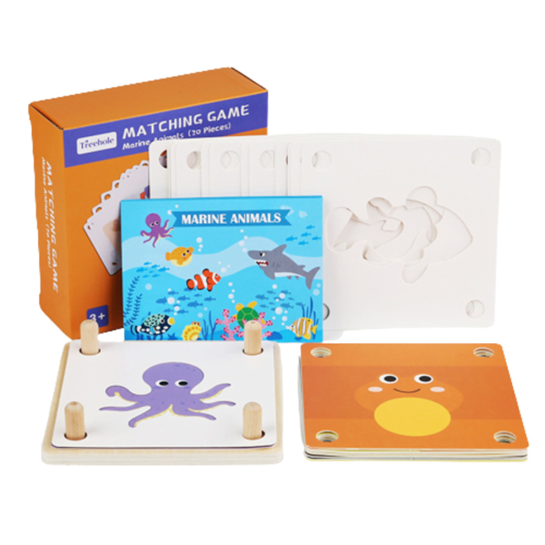 Joc educativ de memorie si asociere, Animale marine, 3 ani 01