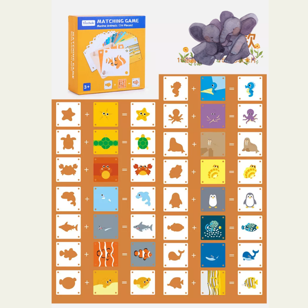 Joc educativ de memorie si asociere, Animale marine, 3 ani 01