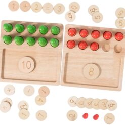 Joc educativ matematica, Set de numărare cu pioni colorați și discuri inscripționate cu cifre, 3 ANI