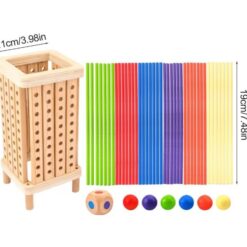 Joc montessori de societate, Joc de echilibru cu bețe și bile, 3 ani 04