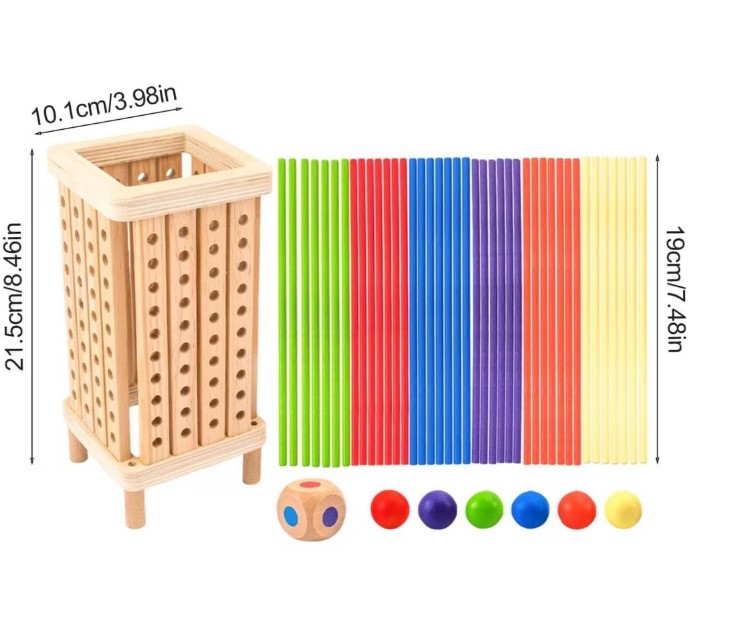 Joc montessori de societate, Joc de echilibru cu bețe și bile, 3 ani 04