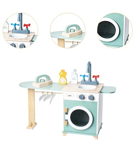 Jucarie educativa din lemn, Set de ingrijire si curatenie, 3ani