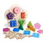 Jucărie educativă din lemn de tip sortator de forme geometrice și numerație, 3 ani+