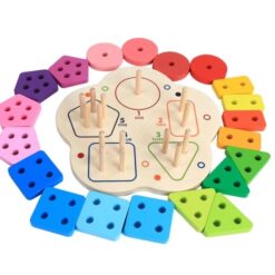 Jucărie educativă din lemn de tip sortator de forme geometrice și numerație, 3 ani+ 01