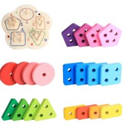 Jucărie educativă din lemn de tip sortator de forme geometrice și numerație, 3 ani+ 01