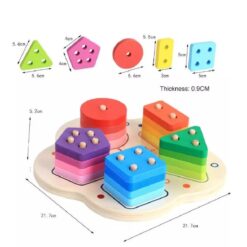 Jucărie educativă din lemn de tip sortator de forme geometrice și numerație, 3 ani+ 01