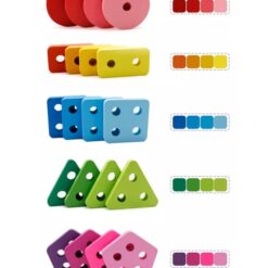 Jucărie educativă din lemn de tip sortator de forme geometrice și numerație, 3 ani+ 01