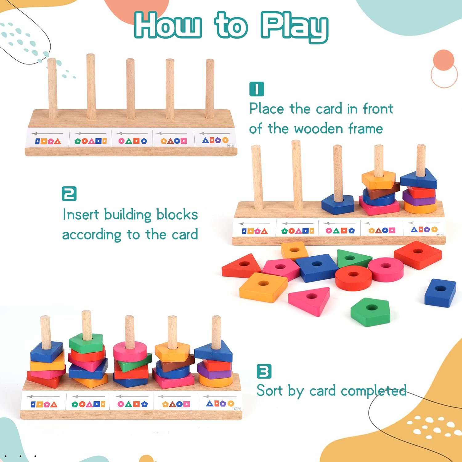 Jucărie educativă, sortator de forme geometrice si joc de asociere, 3 ani 01