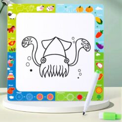 Puzzle educativ din lemn cu tablita de desenat, piese groase, 2 ani+ 01