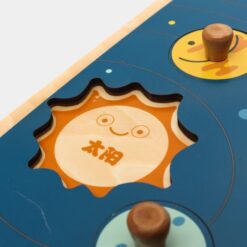 Puzzle incastru din lemn cu butoni si imagine de asociere –Planete 01