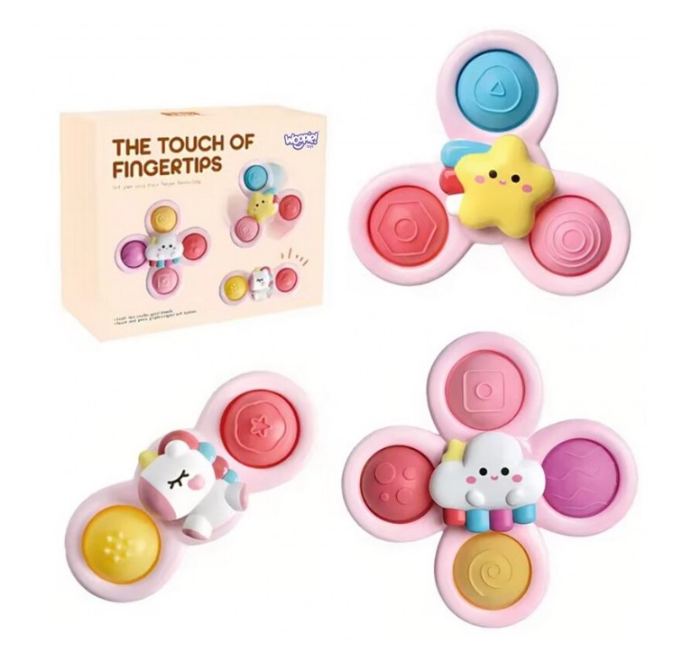 Set 3 jucarii interactive bebelusi, Spinner cu ventuza, 12 luni+ 01