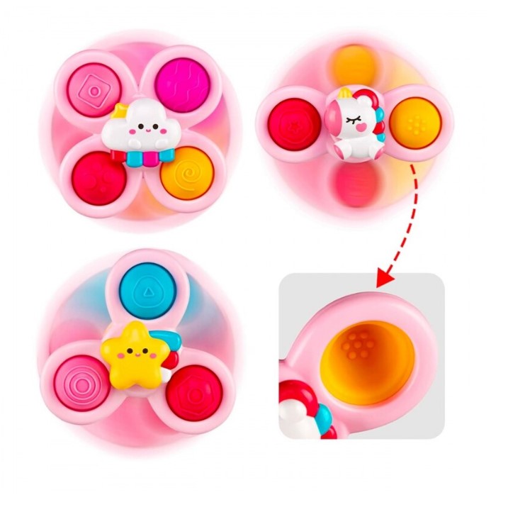 Set 3 jucarii interactive bebelusi, Spinner cu ventuza, 12 luni+ 01