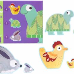 Set 3 puzzle mari, 4-6-9 piese, Animale