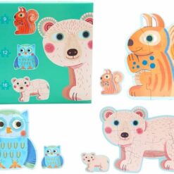 Set 3 puzzle mari, 9-12-16 piese, Animale