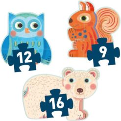 Set 3 puzzle mari, 9-12-16 piese, Animale
