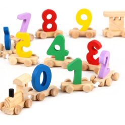 Trenulet din lemn,Cifre de la 0 la 9, pentru 3 ani 01