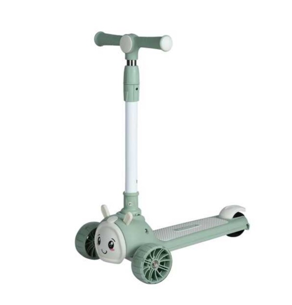 Trotinetă 3 roți, cu ghidon reglabil, roți luminoase, 3 ani+, Iepuras Verde 01