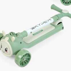 Trotinetă 3 roți, cu ghidon reglabil, roți luminoase, 3 ani+, Iepuras Verde 01