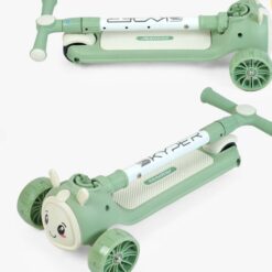 Trotinetă 3 roți, cu ghidon reglabil, roți luminoase, 3 ani+, Iepuras Verde 01