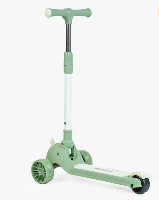 Trotinetă 3 roți, cu ghidon reglabil, roți luminoase, 3 ani+, Iepuras Verde 01