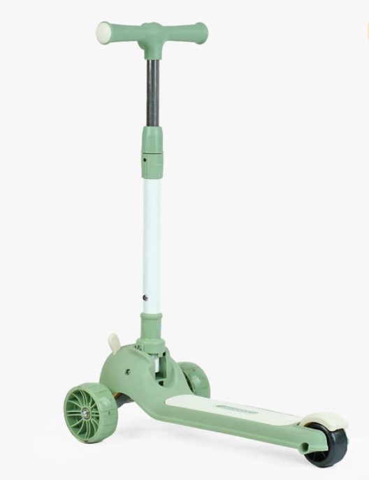 Trotinetă 3 roți, cu ghidon reglabil, roți luminoase, 3 ani+, Iepuras Verde 01