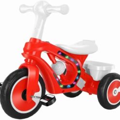 Bicicleta cu 3 roti cu lumini, sunete, Ajustabila, 1-6 ani, Rosu