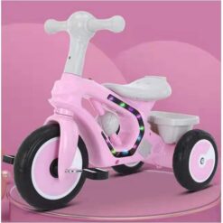 Bicicleta cu 3 roti cu lumini, sunete, Ajustabila, 1-6 ani, Roz