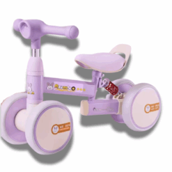 Bicicleta fara pedale cu 4 roti cu lumini, sunete, Ajustabila, 1 ANI+, Mov