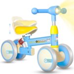 Bicicleta fara pedale cu 4 roti cu lumini, sunete, Ajustabila, 1 ANI+, Albastru