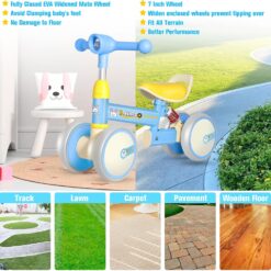 Bicicleta fara pedale cu 4 roti cu lumini, sunete, Ajustabila, 2 ANI+, Albastru 01