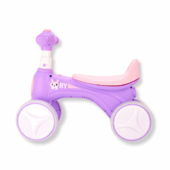 Bicicleta fara pedale cu 4 roti cu lumini, sunete, Baloane de sapun, 1-3 ani, Mov 01