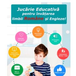 Cititor audio de carduri in limba romana si engleza, cu 448 de cuvinte, Roz, 3 ani + 01