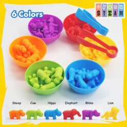 Joc creativ Montessori, sortare cu animale , 36 piese, 3 ani 001