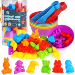 Joc creativ Montessori, sortare cu animale salbatice , 36 piese, 3 ani 01