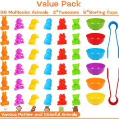 Joc creativ Montessori, sortare cu animale salbatice , 36 piese, 3 ani 01