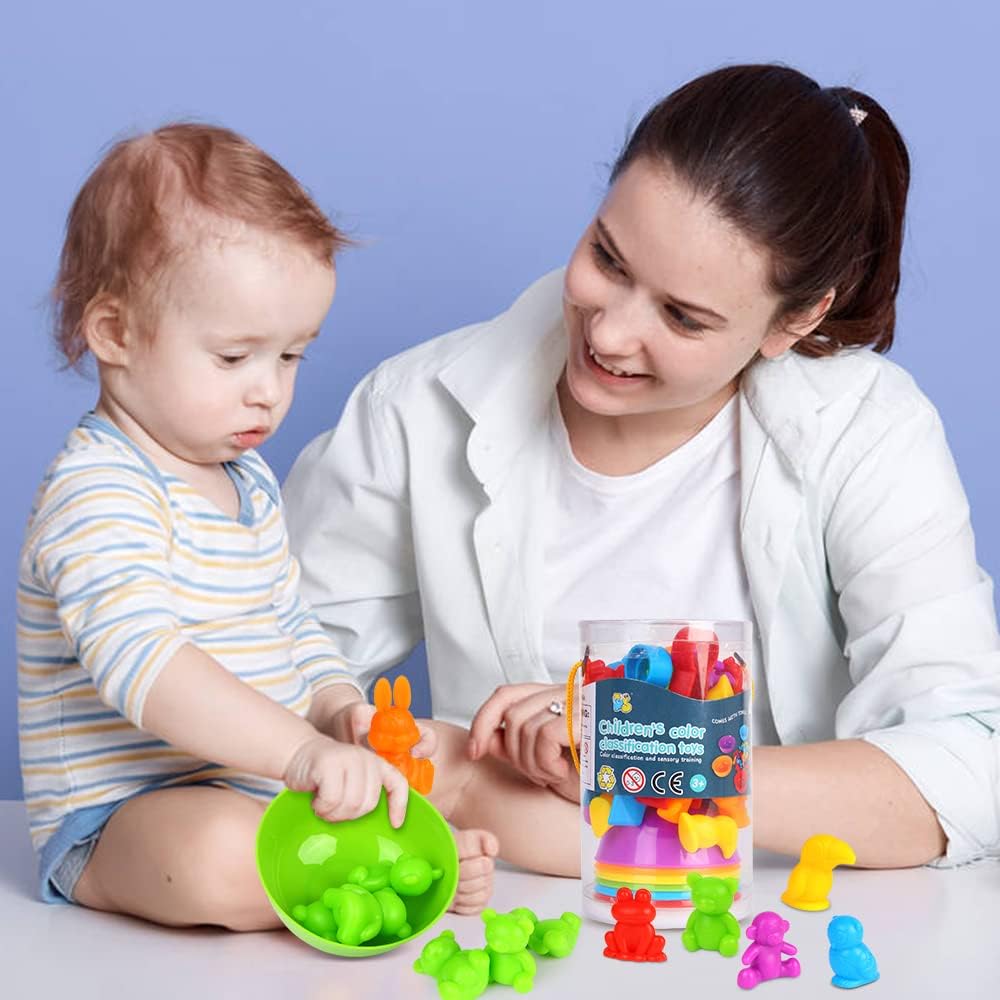 Joc creativ Montessori, sortare cu animale salbatice , 36 piese, 3 ani 01