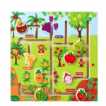 Joc educativ din lemn, Labirint , Fructe