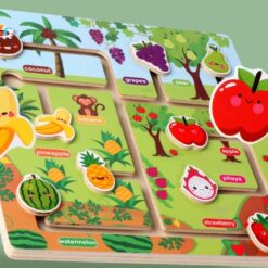 Joc educativ din lemn, Labirint magnetic, Fructe 01
