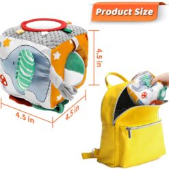 Jucarie educativa si senzoriala bebe, Cub textil cu activitati, 6 luni+ 01