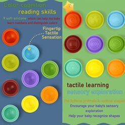 Jucărie educativă – Placă senzorială cu cifre, culori și forme tactile, anti-stres și pop-it, 1 an+