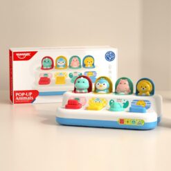 Jucărie senzorială pentru dezvoltare motrică și logică, Pop-up- Animale, 18 luni+