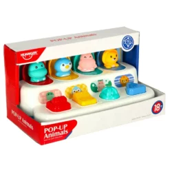 Jucărie senzorială pentru dezvoltare motrică și logică, Pop-up- Animale, 18 luni+