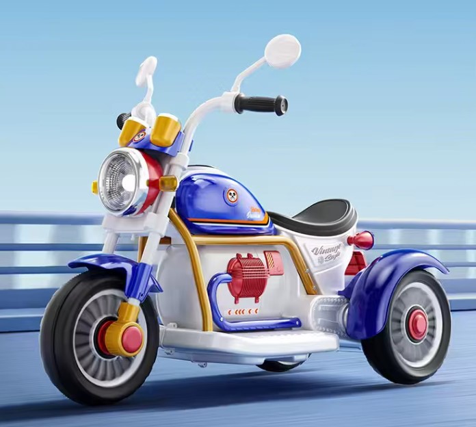 Motocicleta Electrica pentru Copii cu 3 Roti, 88x45x60 cm, 6V, Muzica si Lumini, 2-7 ani, albastru 01