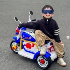 Motocicleta Electrica pentru Copii cu 3 Roti, 88x45x60 cm, 6V, Muzica si Lumini, 2-7 ani, albastru 01