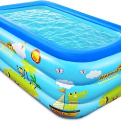 Piscina gonflabila cu podea moale, dubla, 210 x 140 x 60 cm, Roz, 3 inele 02