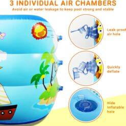 Piscina gonflabila cu podea moale, dubla, 210 x 140 x 60 cm, Roz, 3 inele 02